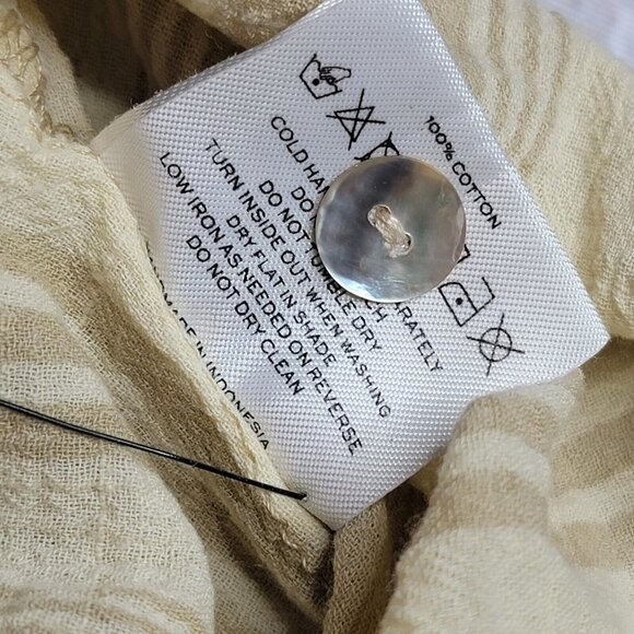 Faithfull The Brand 100% Cotton Sunshine Yellow White Stripe Off Shoulder Size 2 - Picture 11 of 11